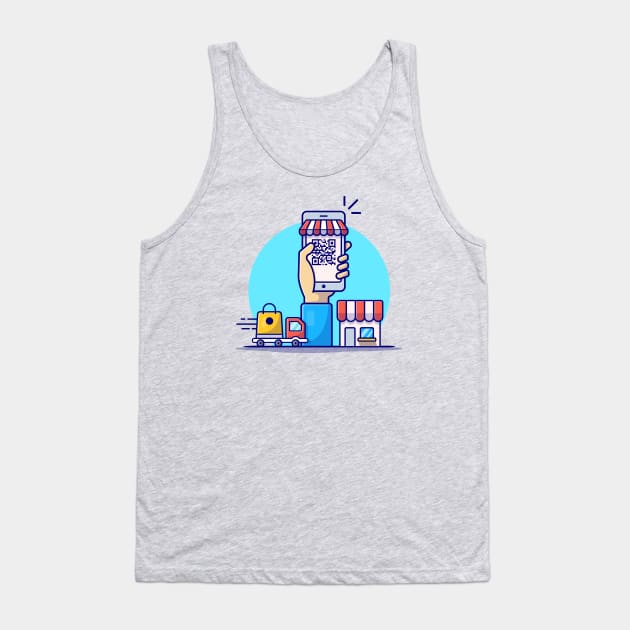 Online Shopping Cartoon Vector Icon Illustration Tank Top by Catalyst Labs